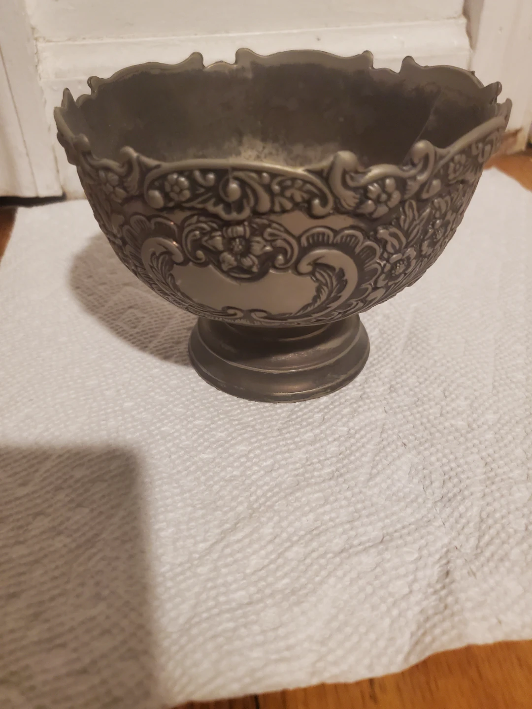 Silver Tone Serving Tray with Decorative Bowl and Stand - photo 5