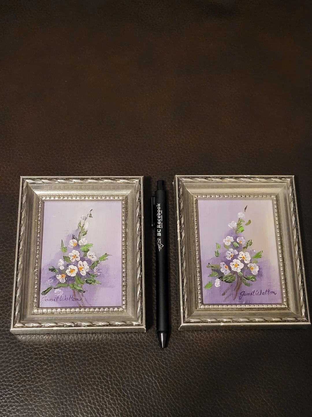 Vintage Miniature Floral Oil Paintings by Janet Walton