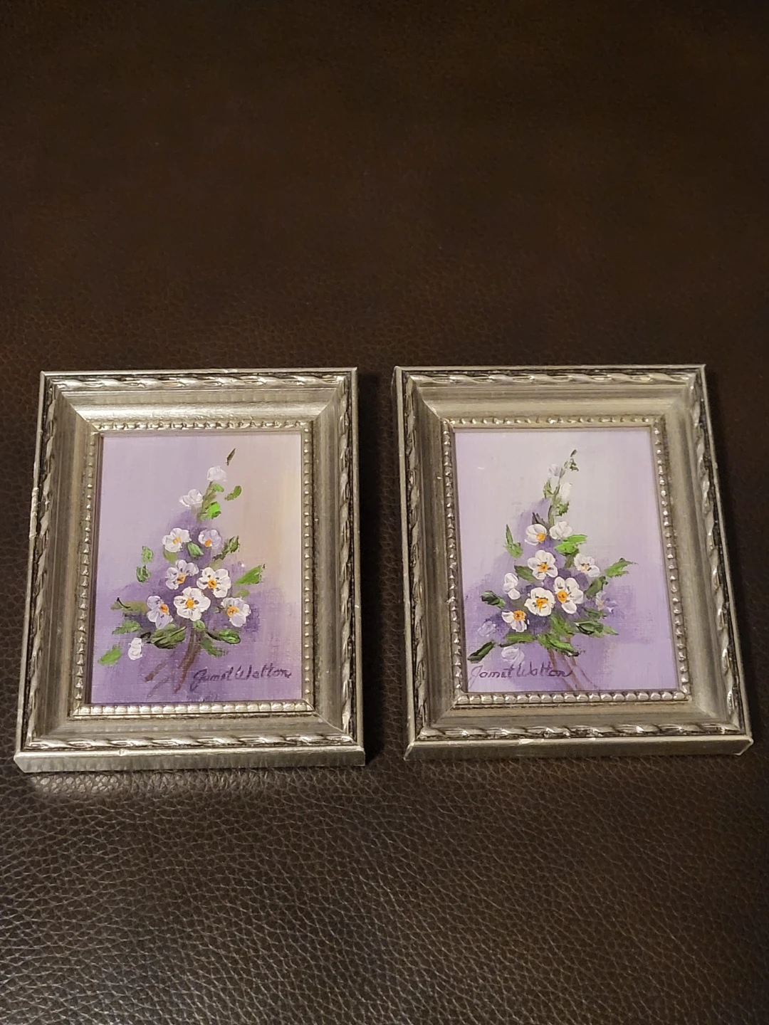 Vintage Miniature Floral Oil Paintings by Janet Walton - photo 2