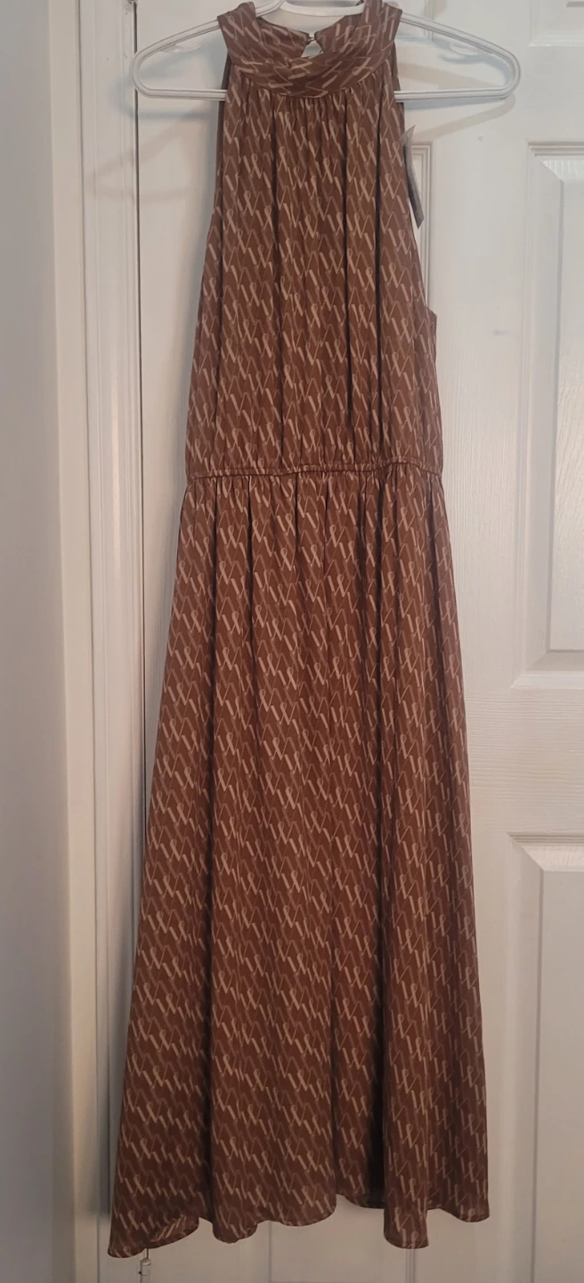 Brown patterned halter dress