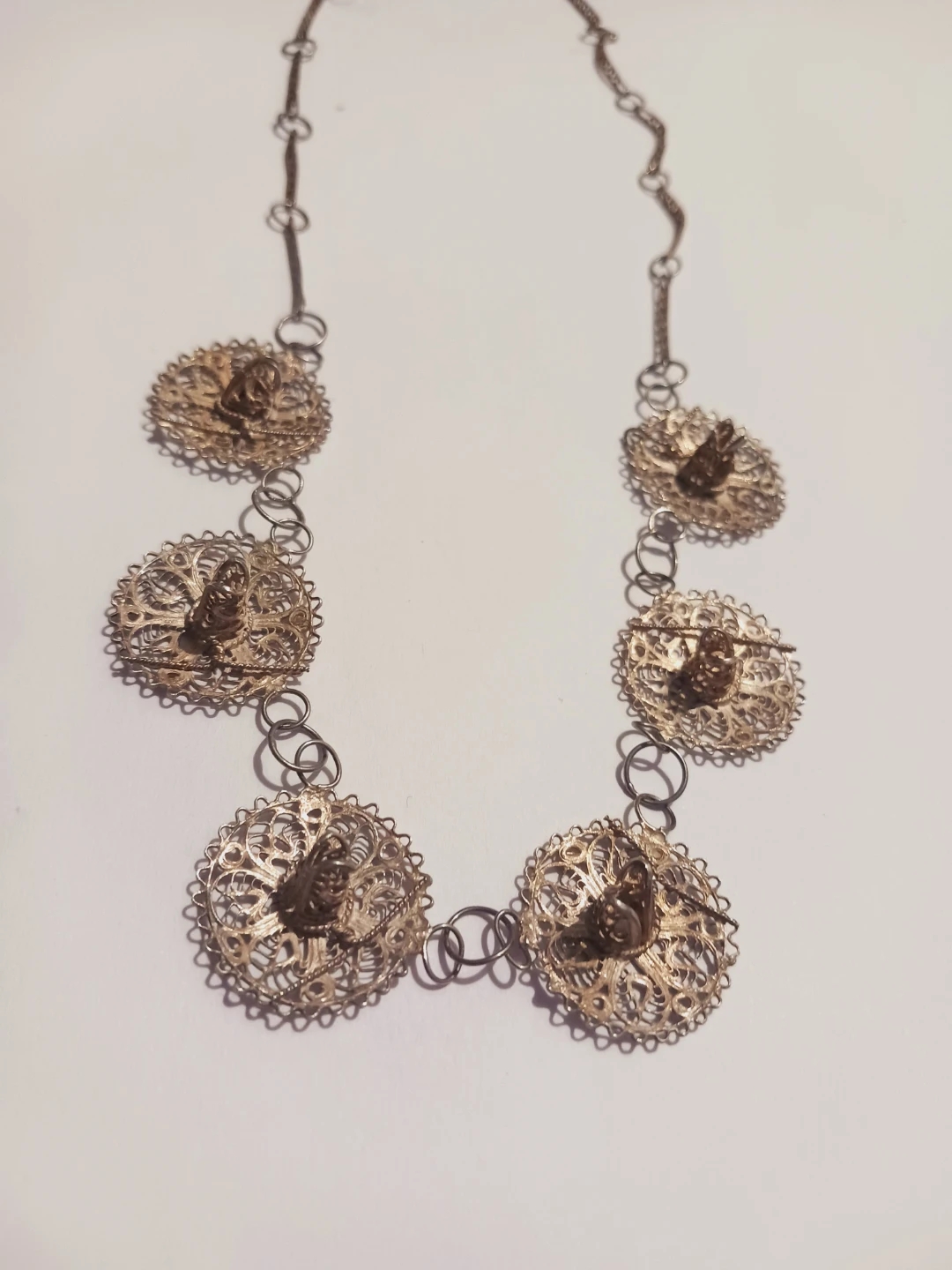 Beautiful Vintage Sterling Silver 925 Filigree Necklace - photo 3