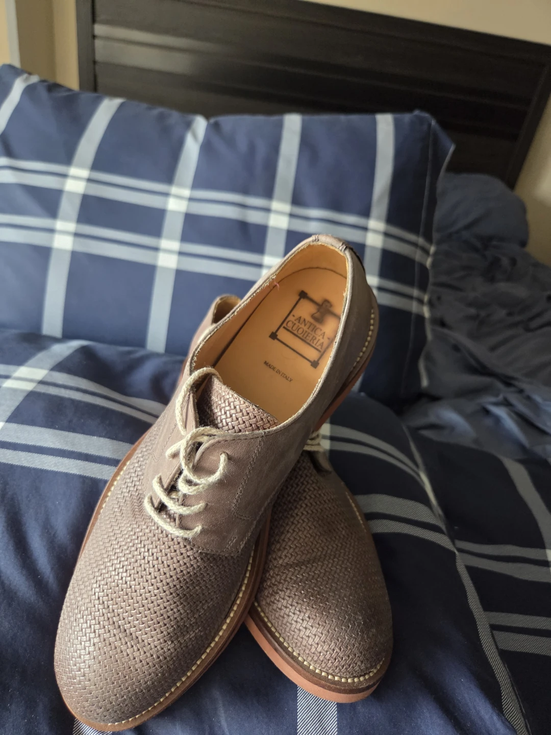 Antica Cuoieria Woven Leather Oxford Shoes