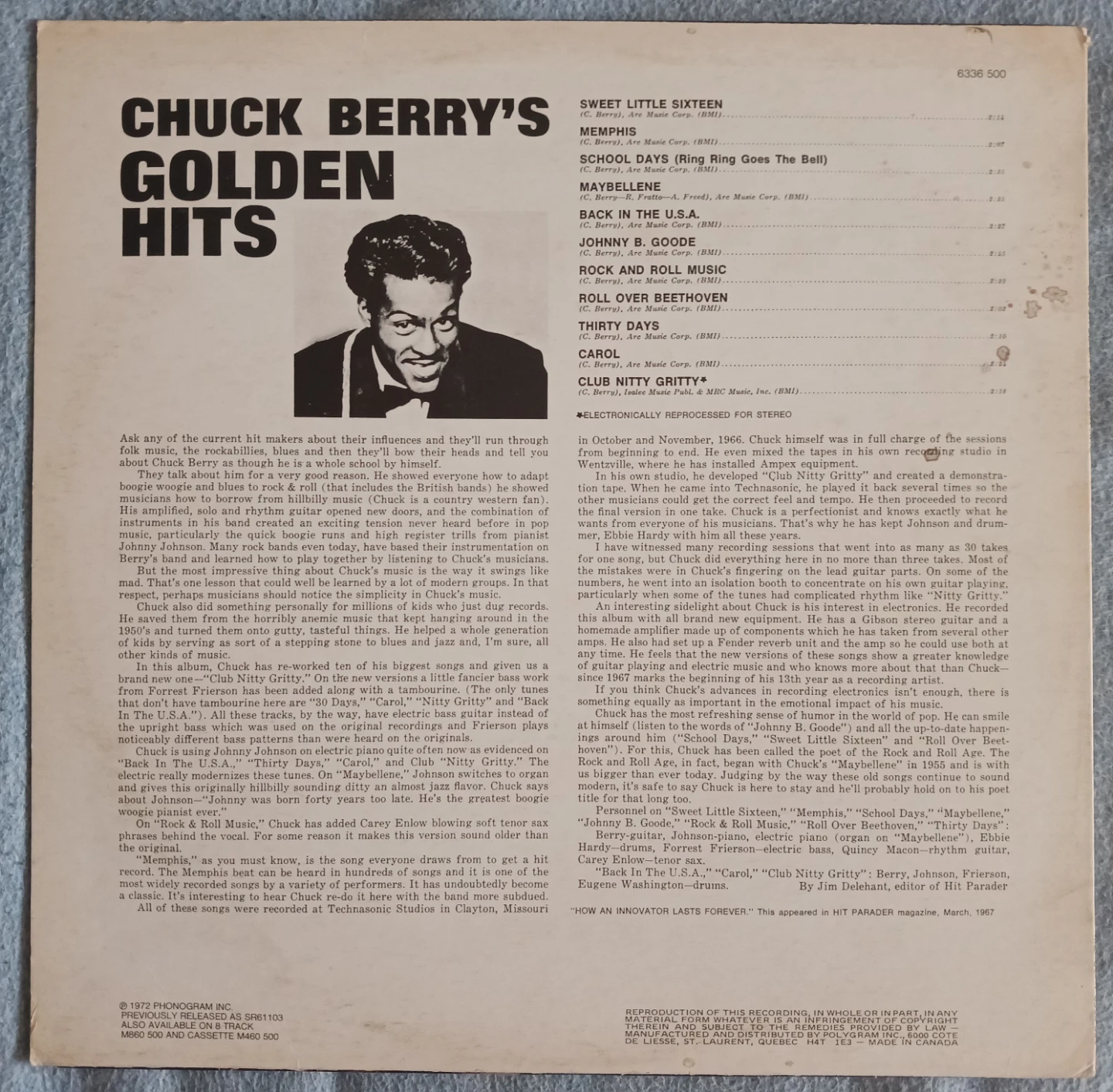 Chuck Berry's Golden Hits Vinyl Record LP - photo 2