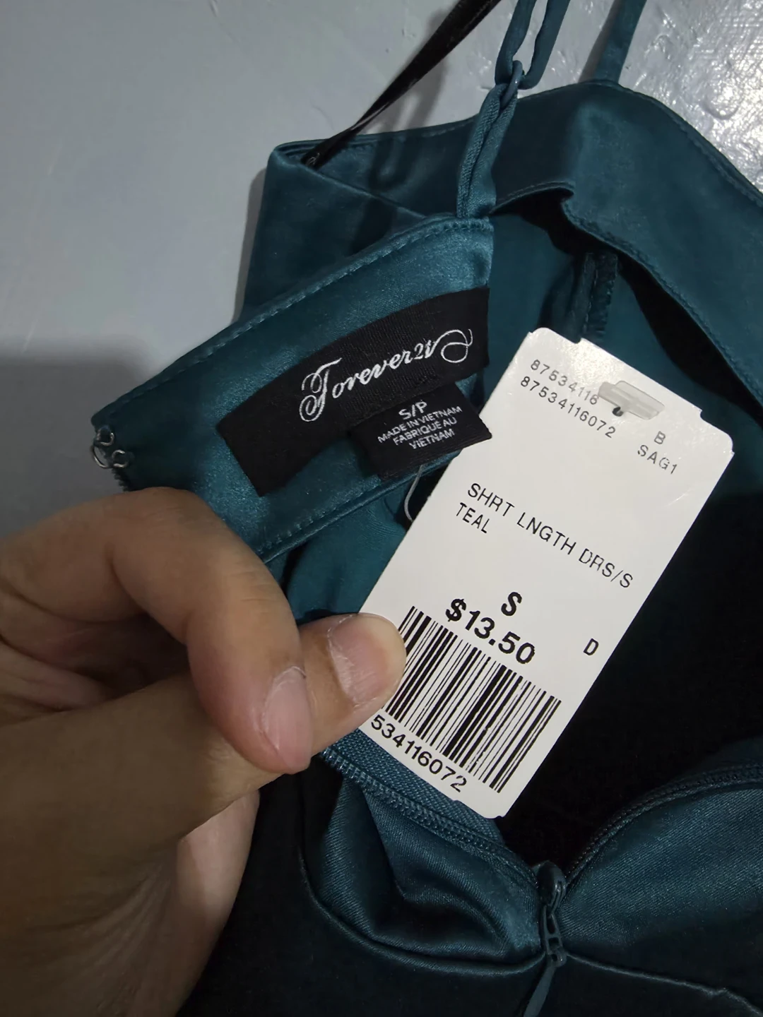 Forever 21 Teal Satin Mini Dress Size S ⚽️ - photo 3