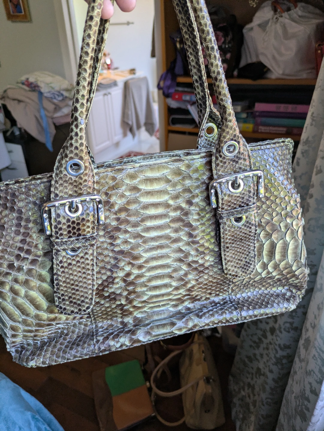 Fanara Italian Leather Snake Print Shoulder Bag