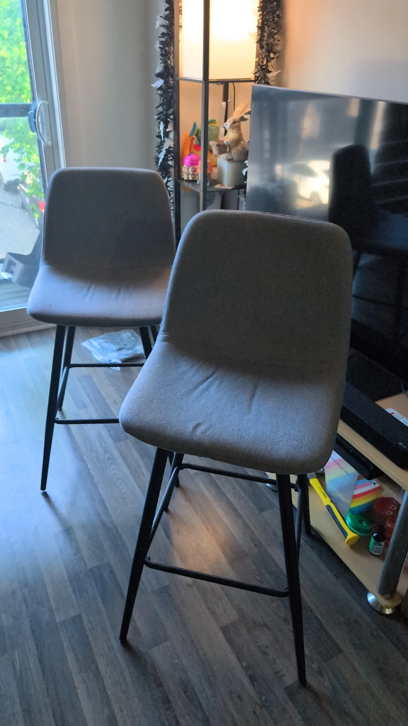 Grey Fabric Bar Stools (Set of 2)