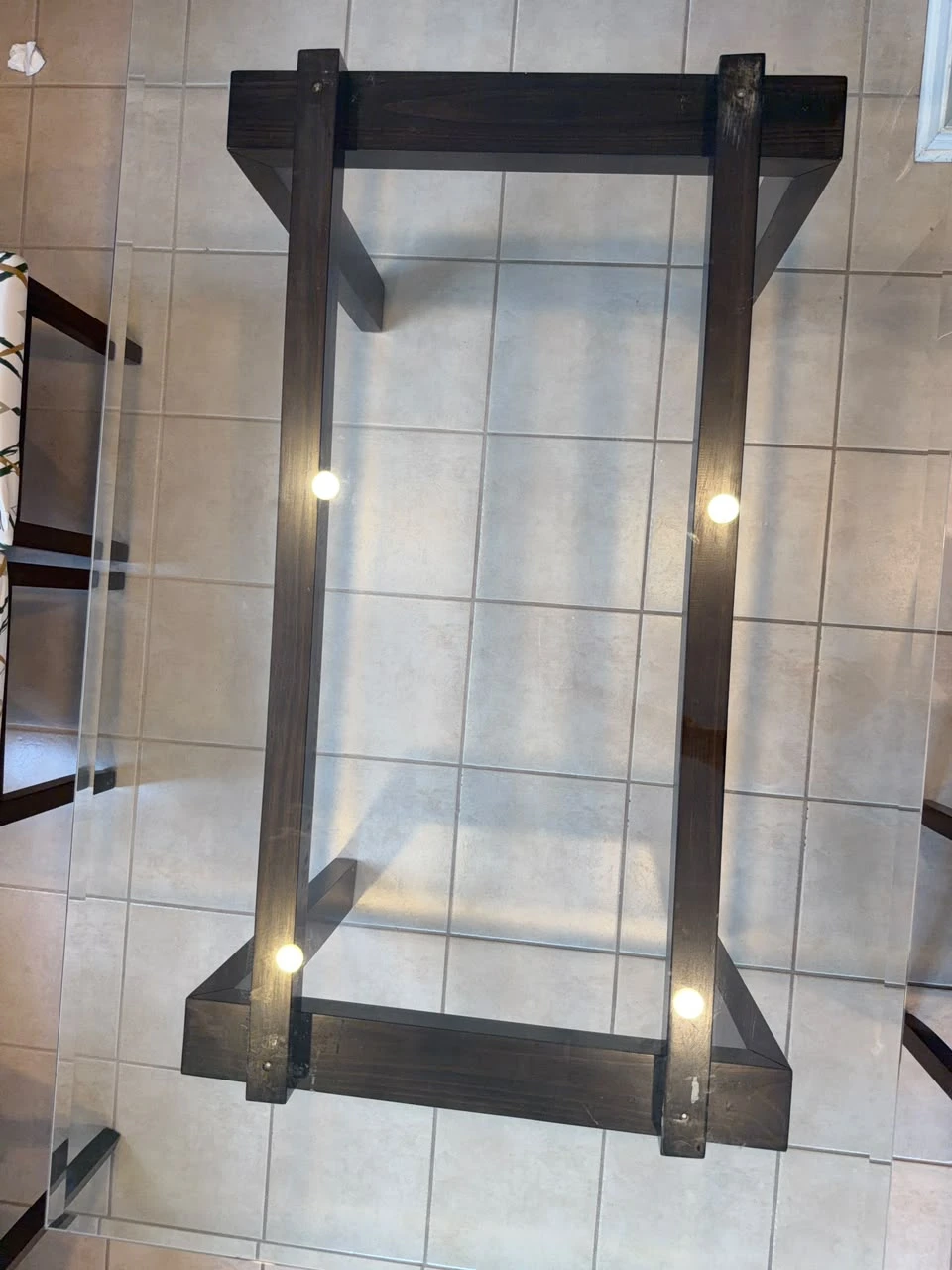 Glass Top Dining Table with Dark Wood Base - photo 3