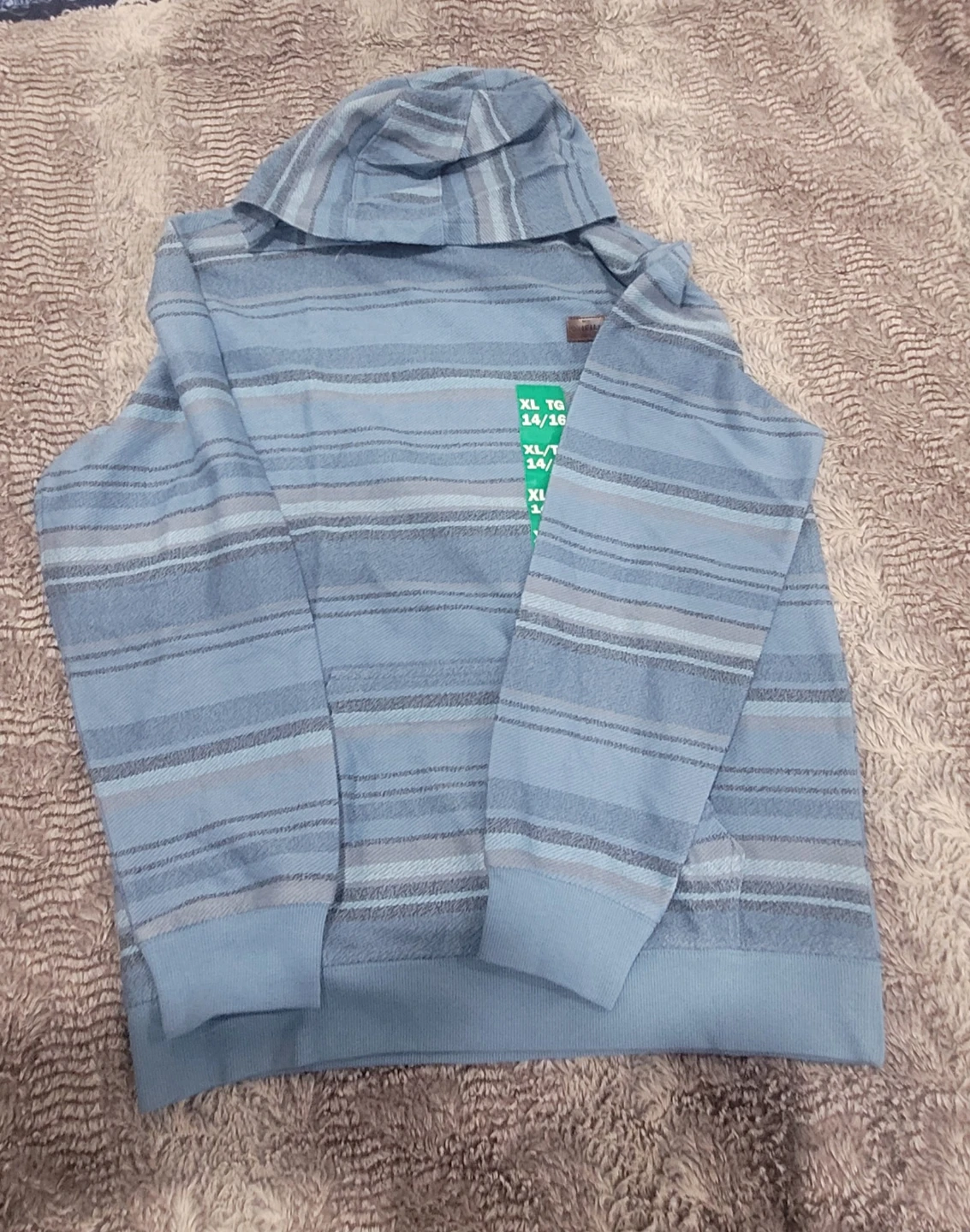 Blue Striped Hoodie - Size XL (14/16)