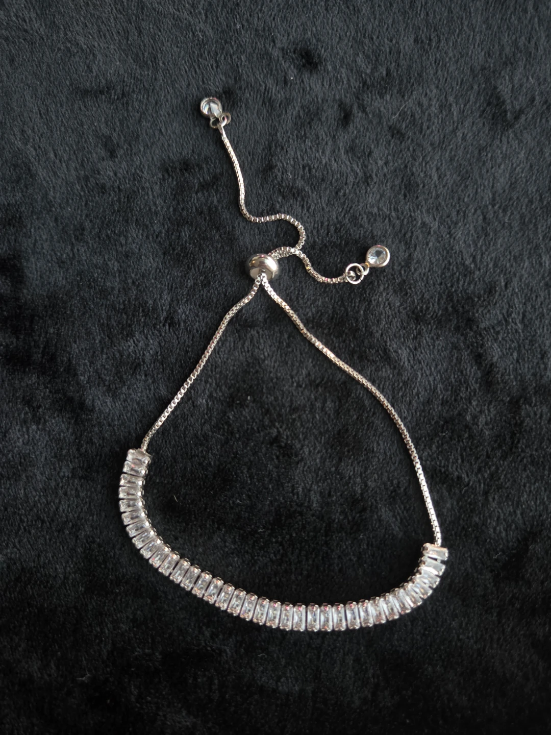 Adjustable Silver-Tone Bracelet with Clear Crystals