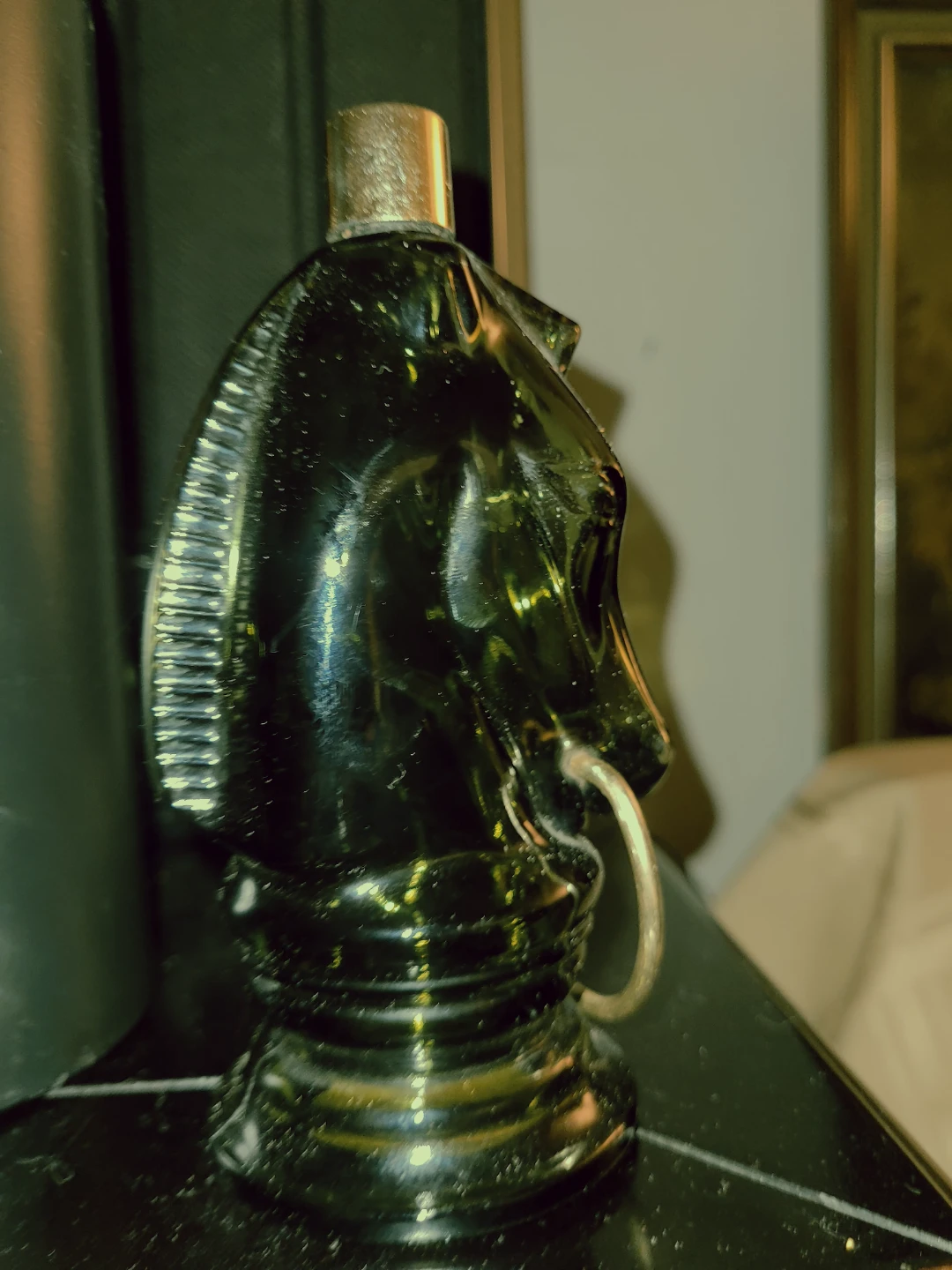 Black Glass Knight Decanter avon