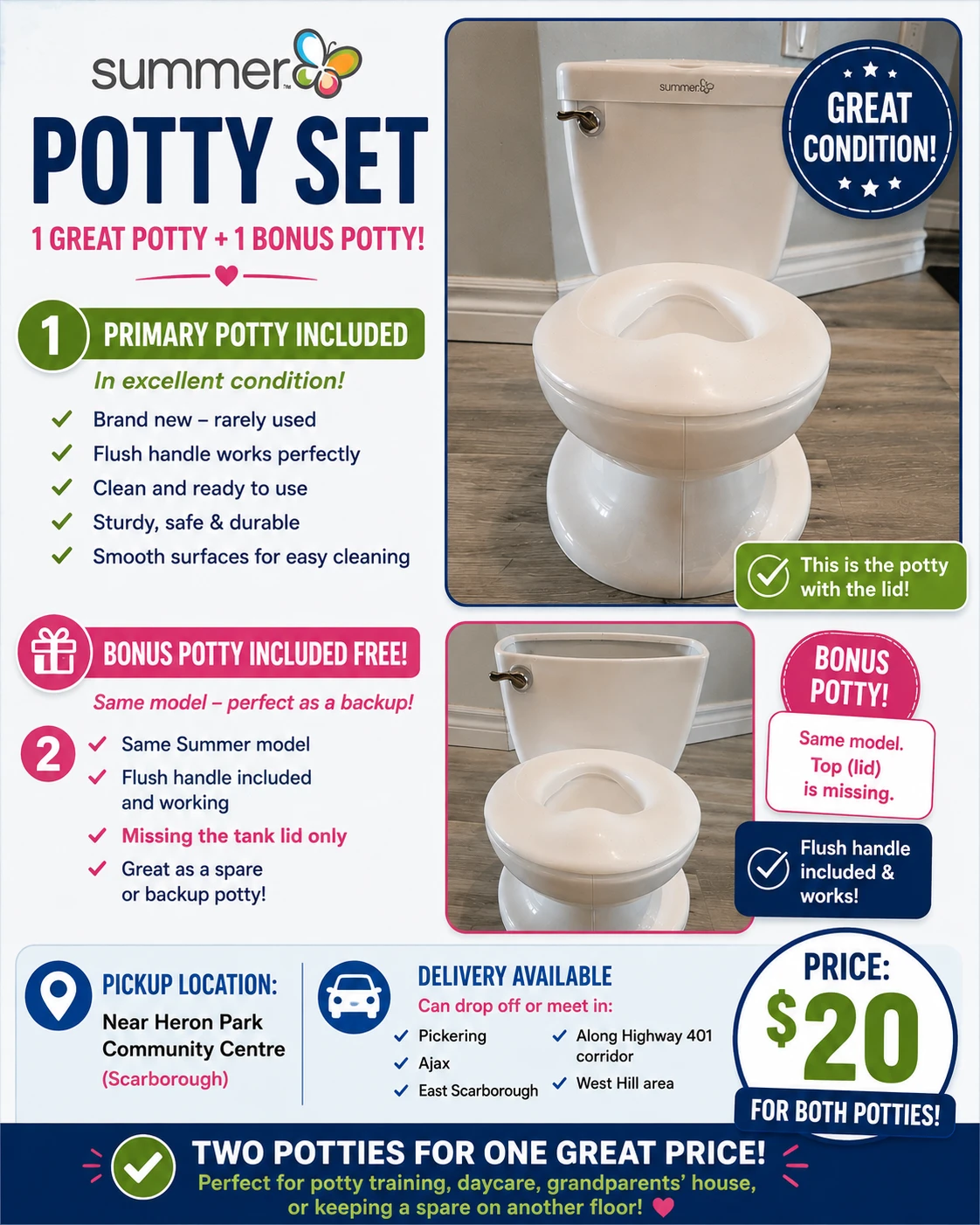Summer Infant Potty Set - 2 Potty Chairs Included