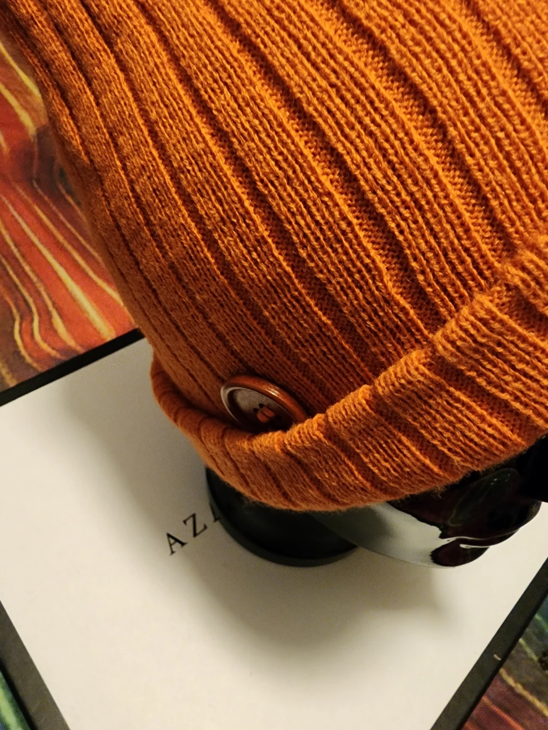 Orange Knit Beanie with Mountain Logo - photo 3