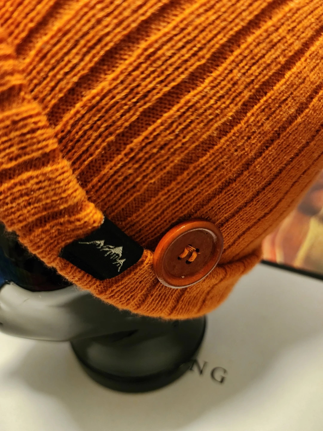 Orange Knit Beanie with Mountain Logo - photo 4