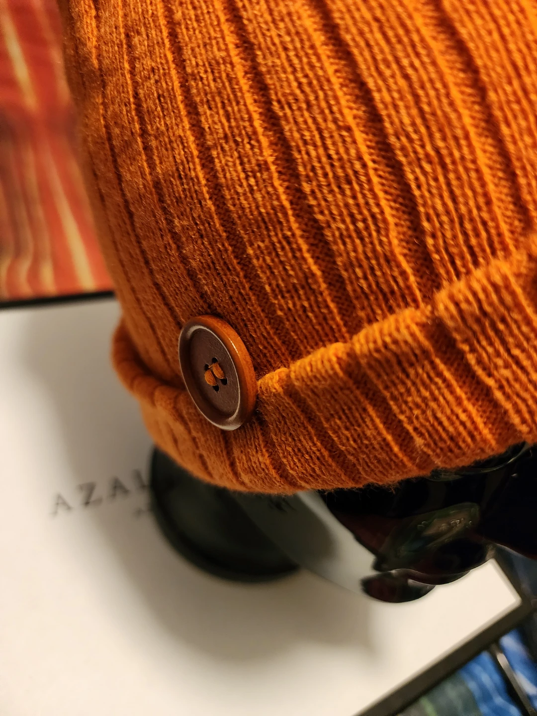 Orange Knit Beanie with Mountain Logo - photo 5