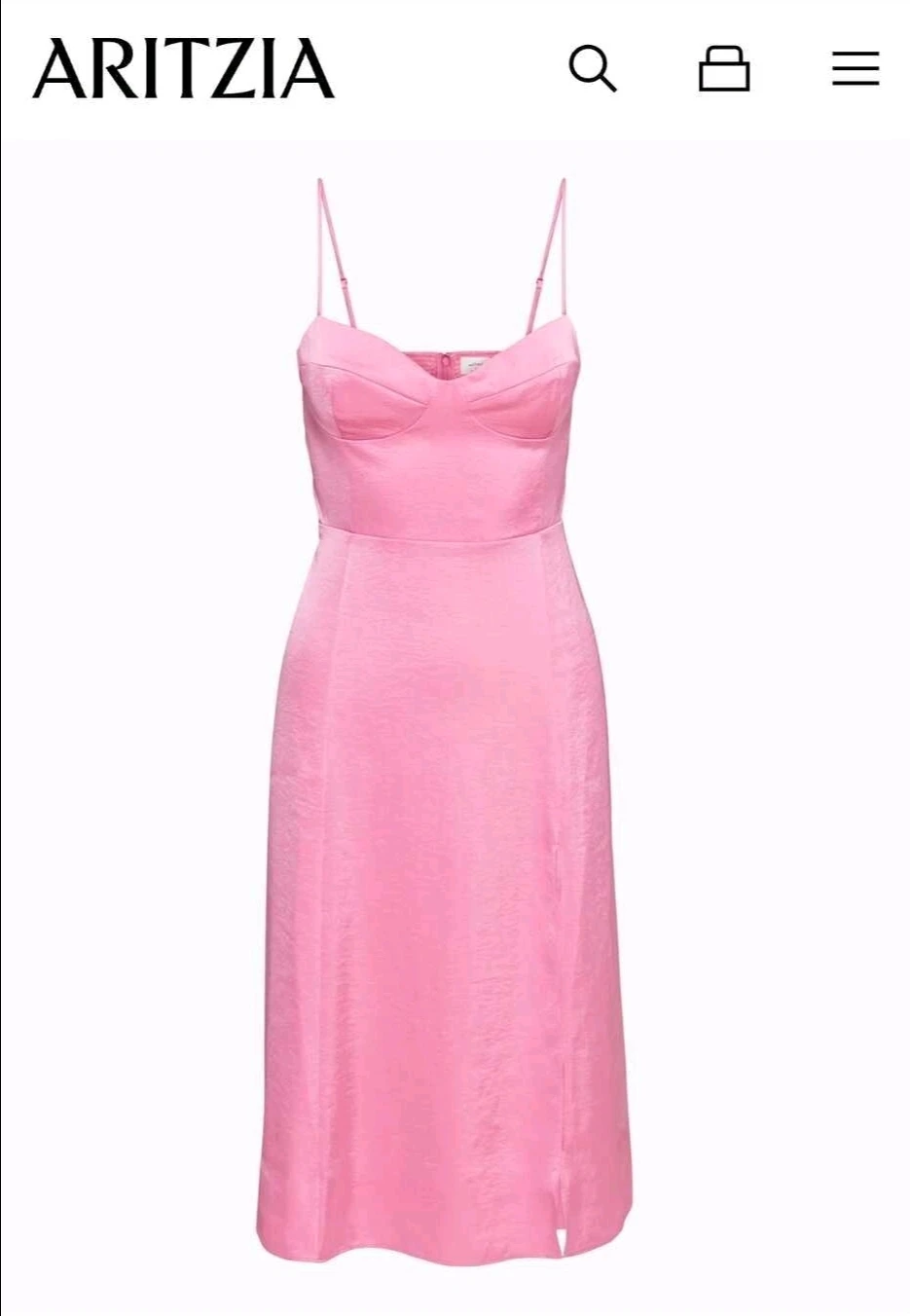 Aritzia Pink Midi Slip Dress with Thigh Slit
