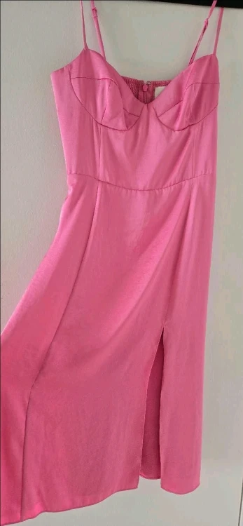 Aritzia Pink Midi Slip Dress with Thigh Slit - photo 3