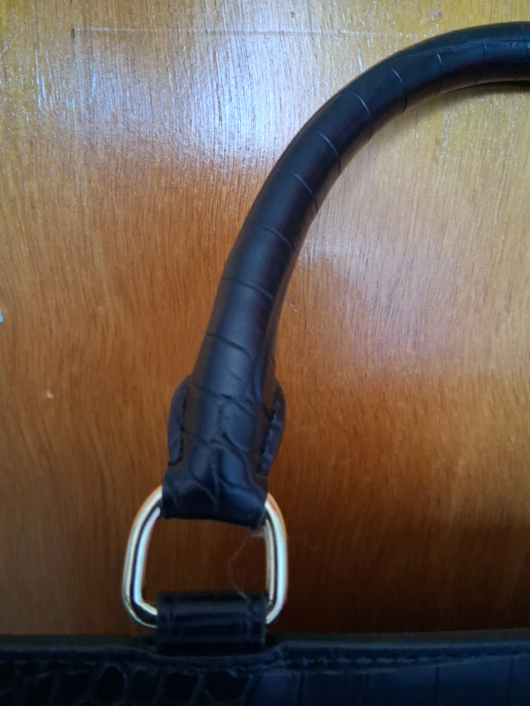 Black Faux Croc Top Handle Bag - photo 2