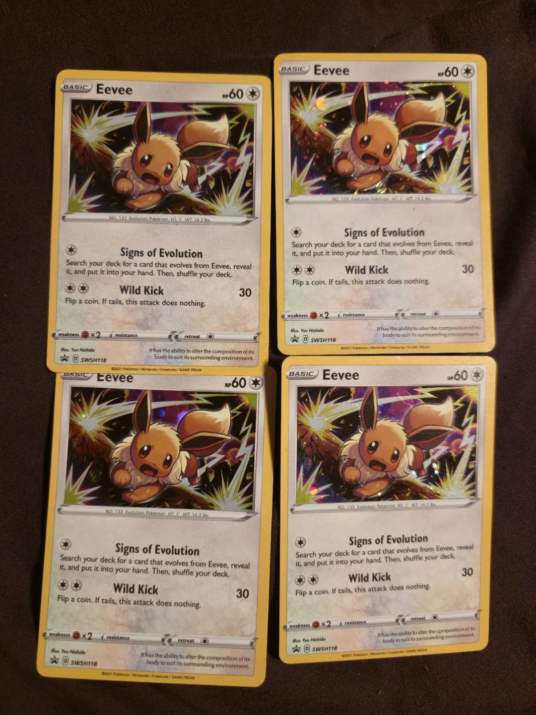 4x Eevee Pokémon Trading Cards