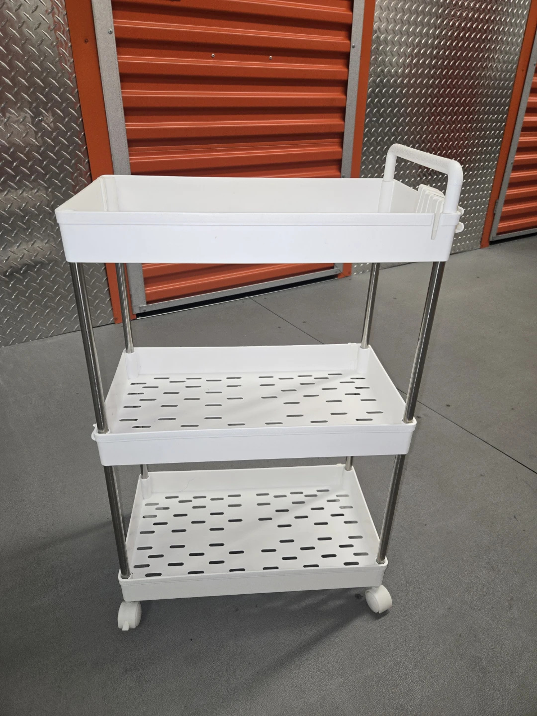 White 3-Tier Rolling Utility Storage Cart with Handle