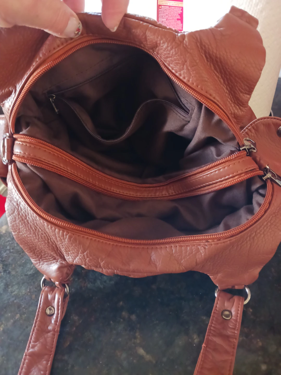 Brown Faux Leather Handbag - photo 3