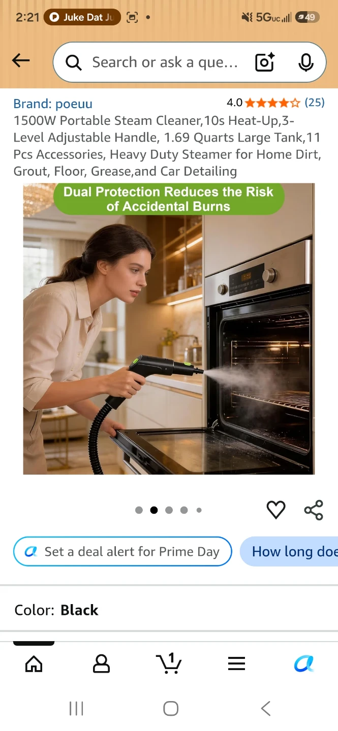 POEU Portable 1500W Steam Cleaner - Black - photo 2