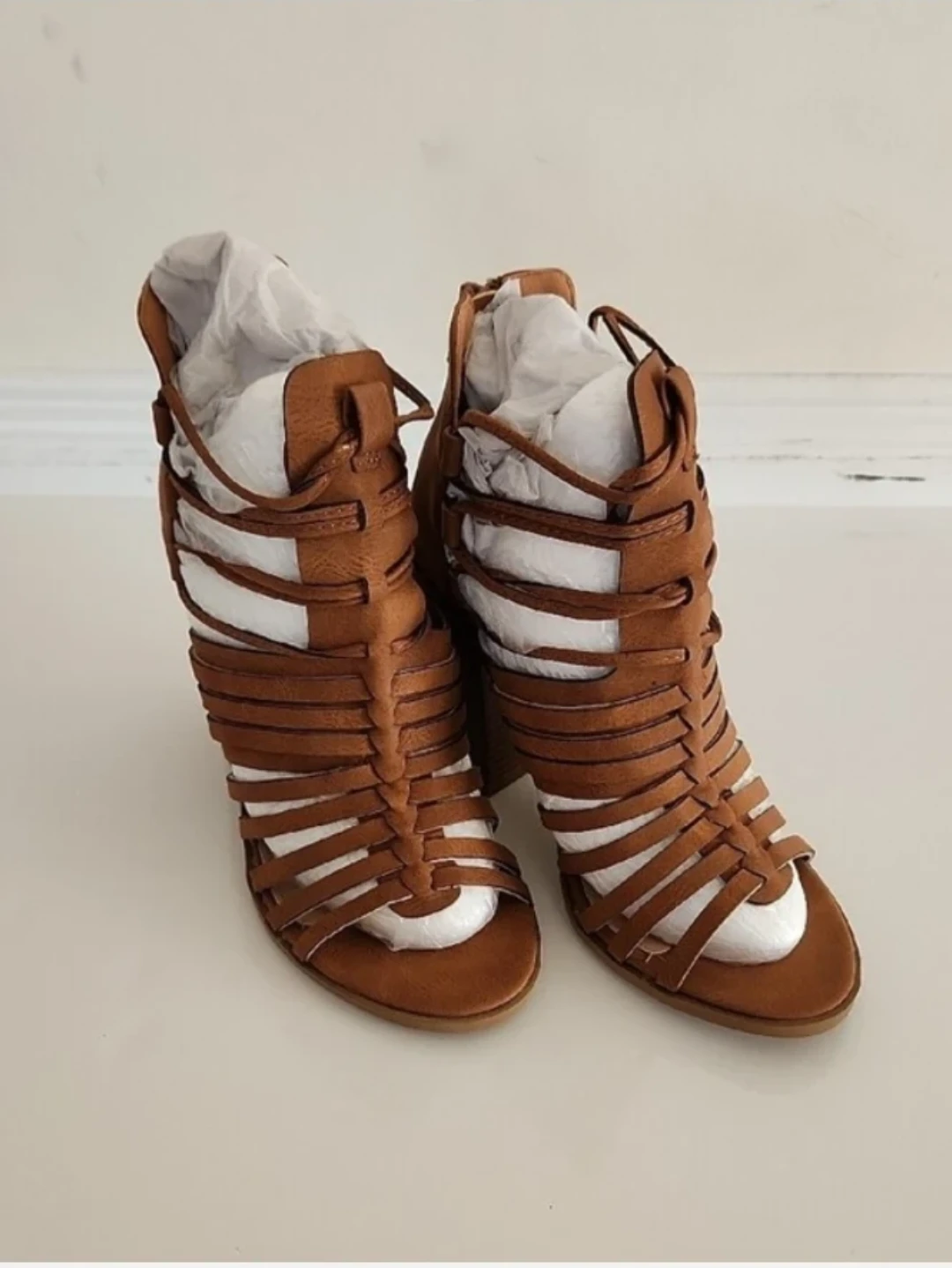 JustFab Brown Strappy Gladiator Heels - photo 2