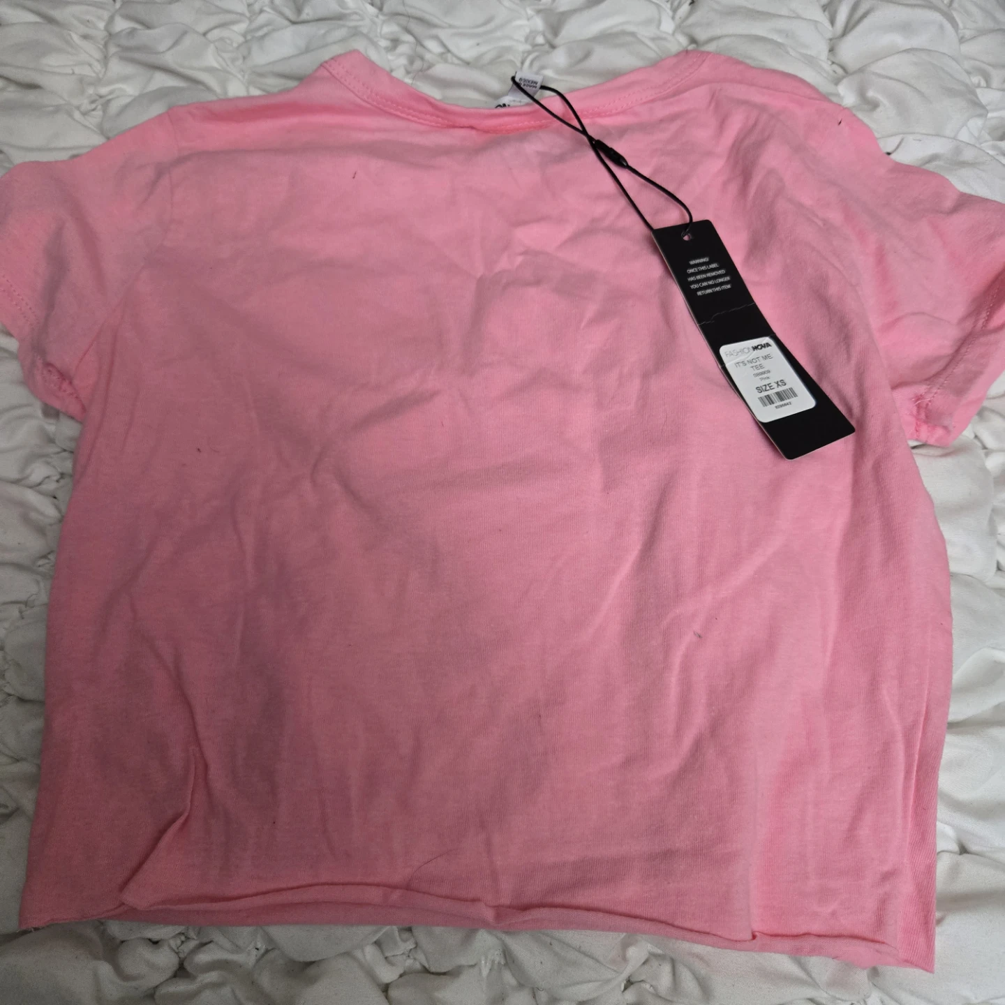 Fashion Nova Pink Crop Top 'It's Not Me It's You' Size XS - photo 3