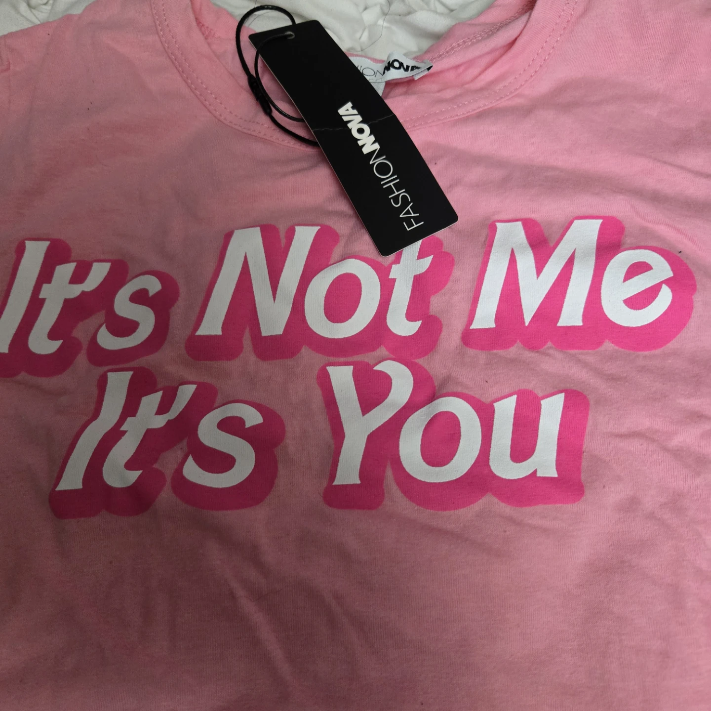 Fashion Nova Pink Crop Top 'It's Not Me It's You' Size XS - photo 4