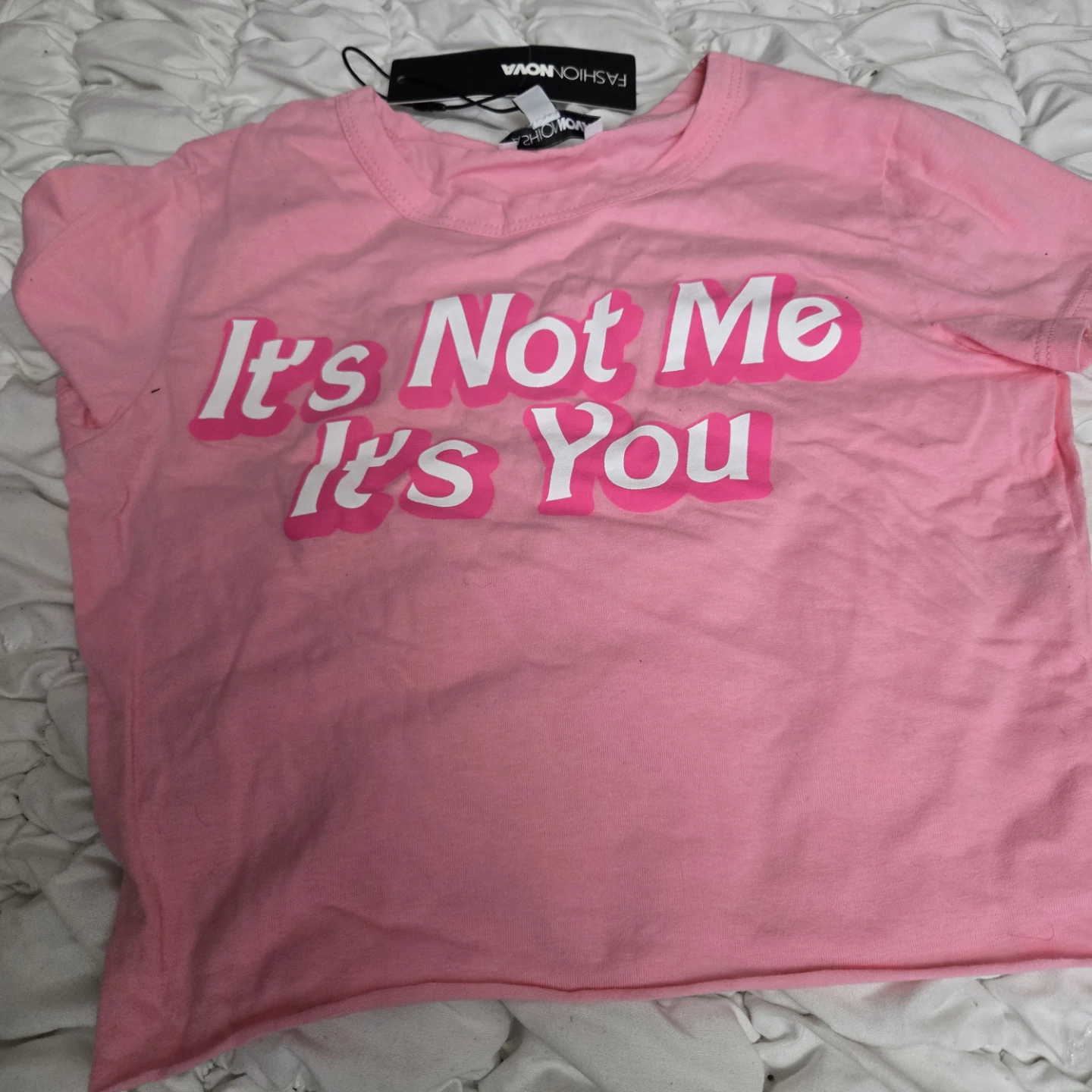 Fashion Nova Pink Crop Top 'It's Not Me It's You' Size XS - photo 5