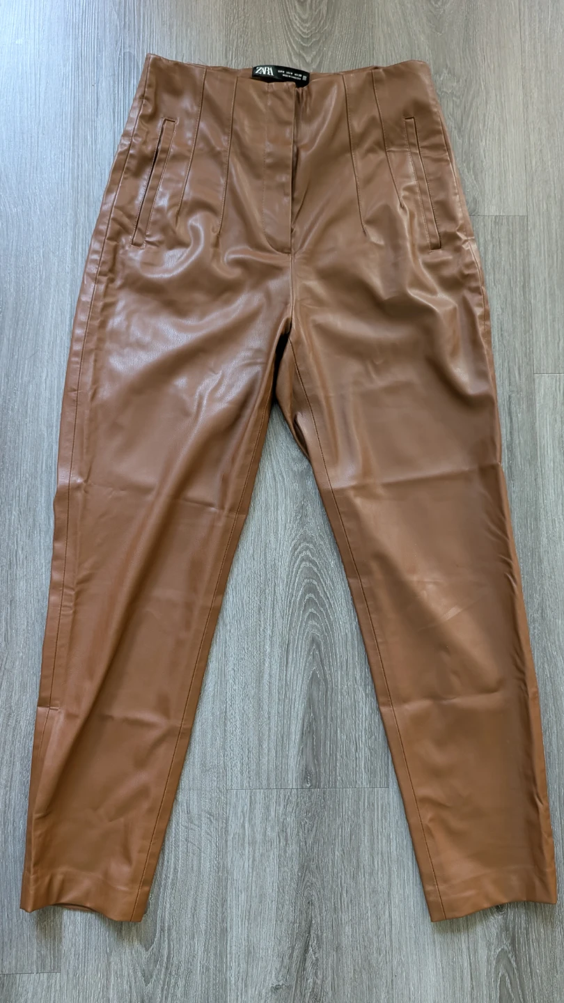 ZARA Faux Leather Pants - Brown