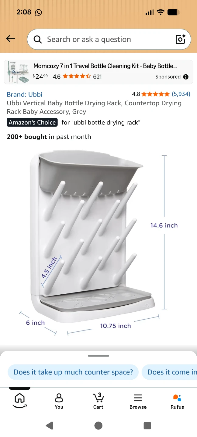 Ubbi Bottle Drying Rack