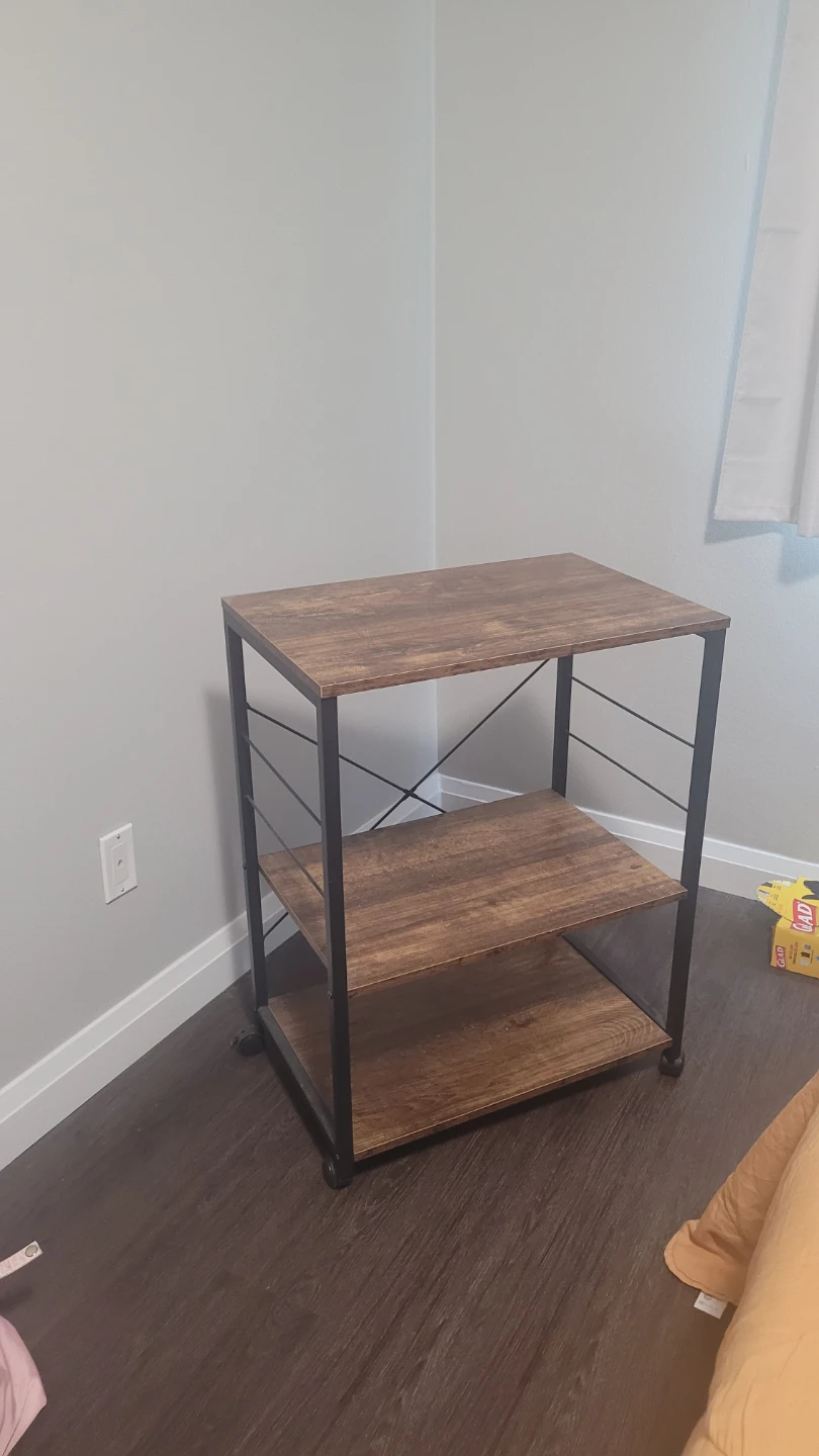 Wood and Metal 3-Shelf Storage Cart