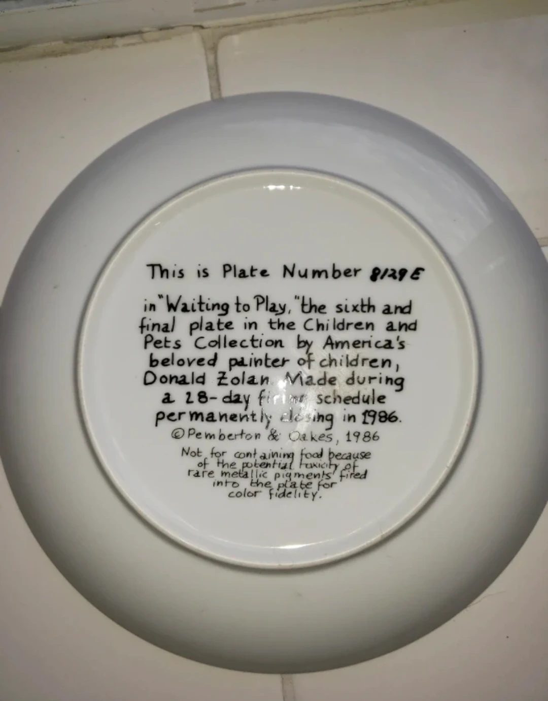 Collector Plate 1986- Donald Zolan - photo 4