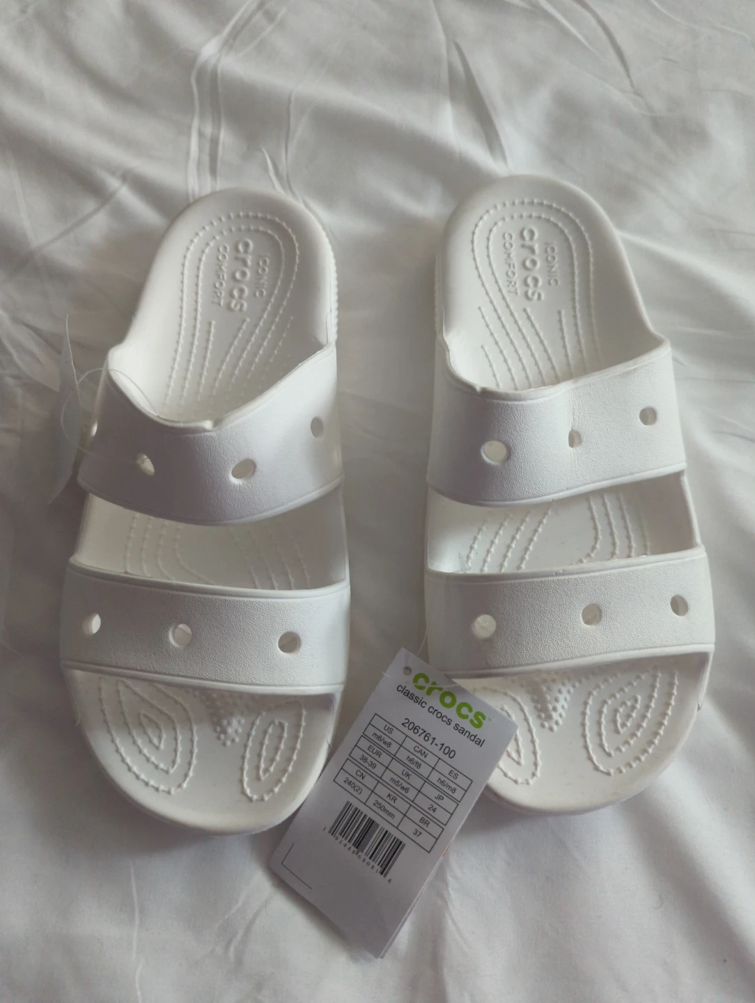 White Crocs Classic Slide Sandals