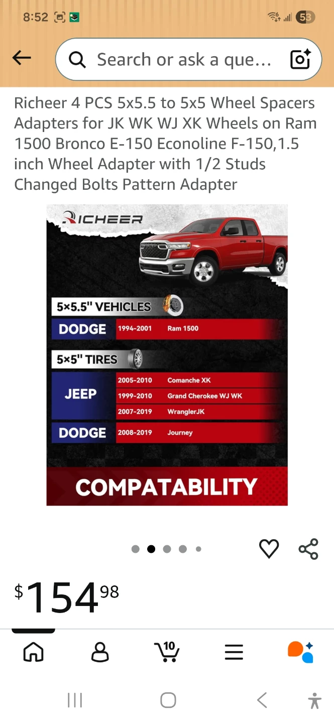 Richeer 4 PCS 5x5.5 to 5x5 Wheel Spacers - photo 2