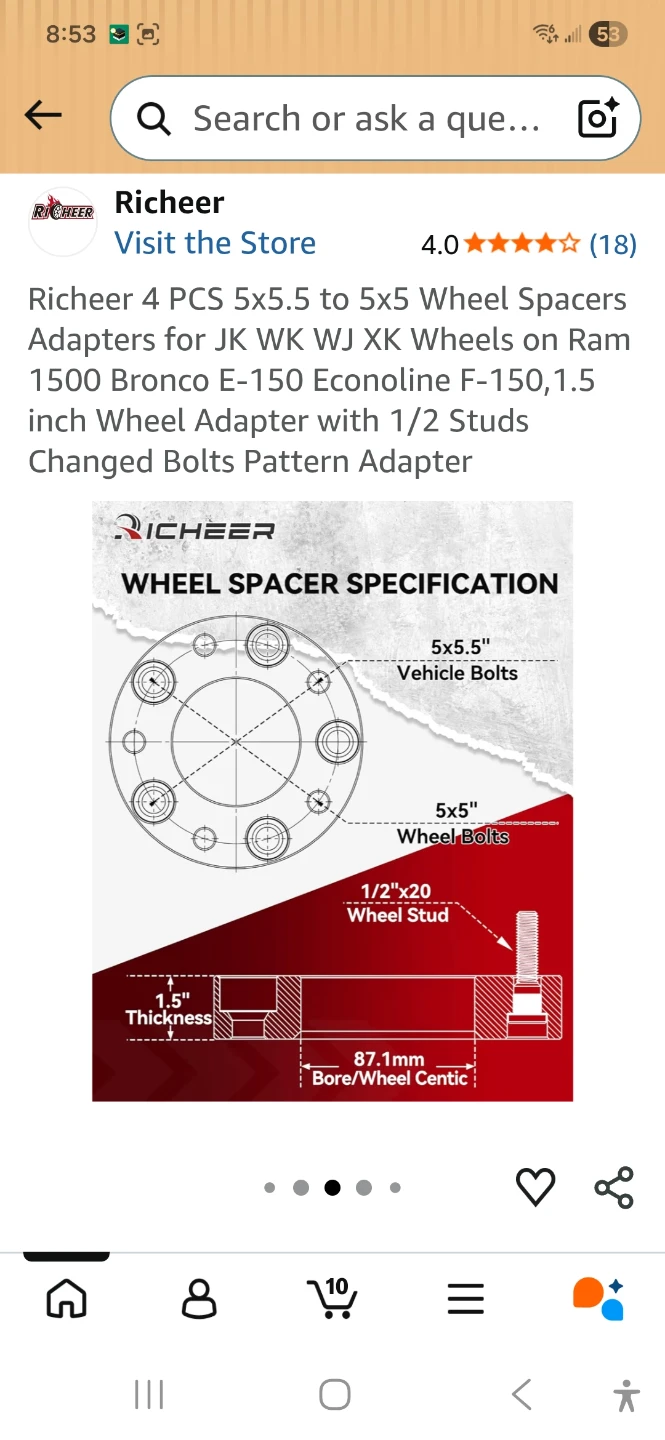 Richeer 4 PCS 5x5.5 to 5x5 Wheel Spacers - photo 3