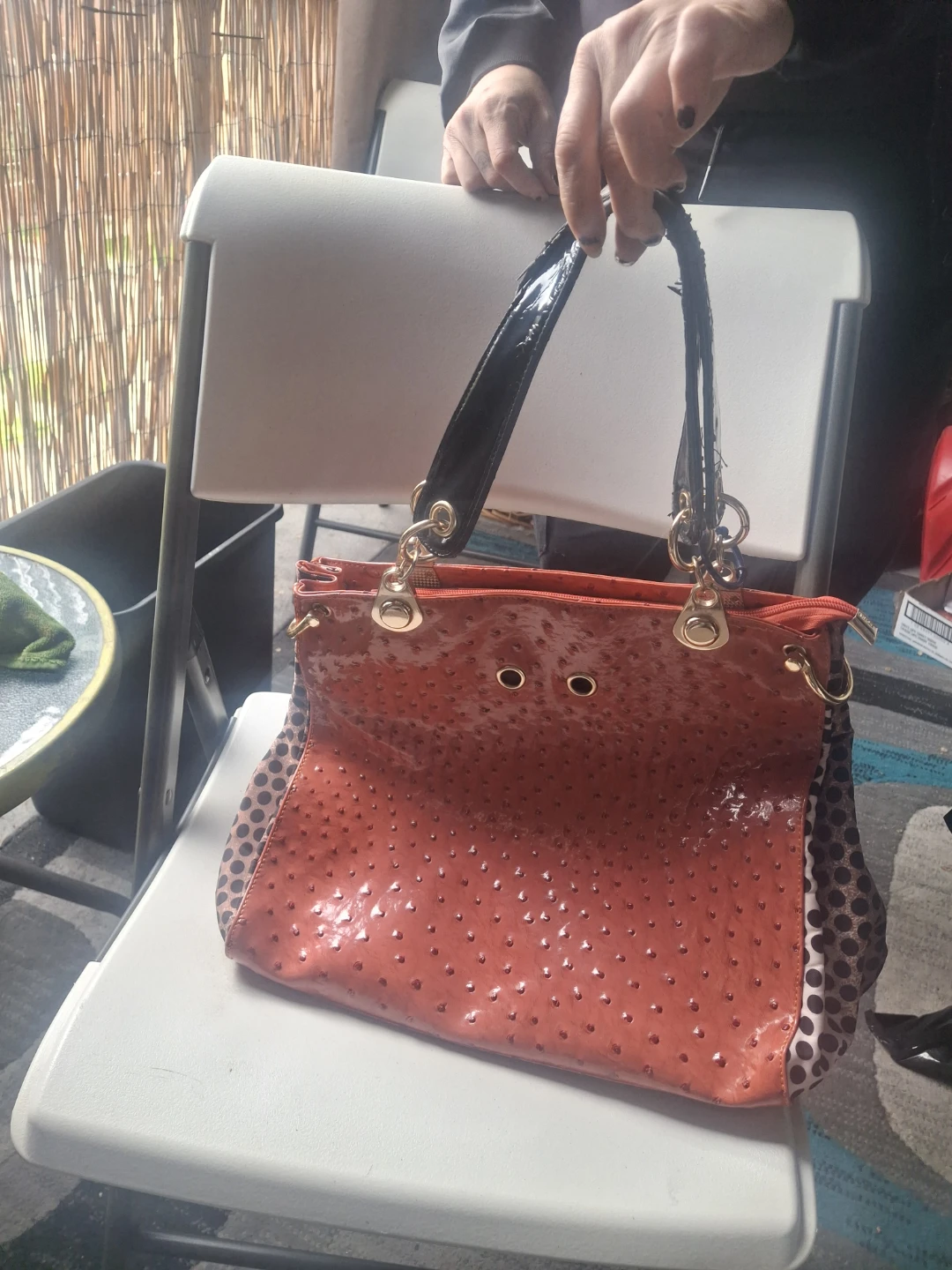 Pink Ostrich Leopard Print Accents On The Sides Handbag - photo 2