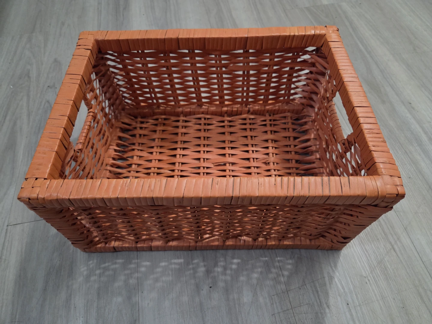 Orange Woven Storage Basket with Handles