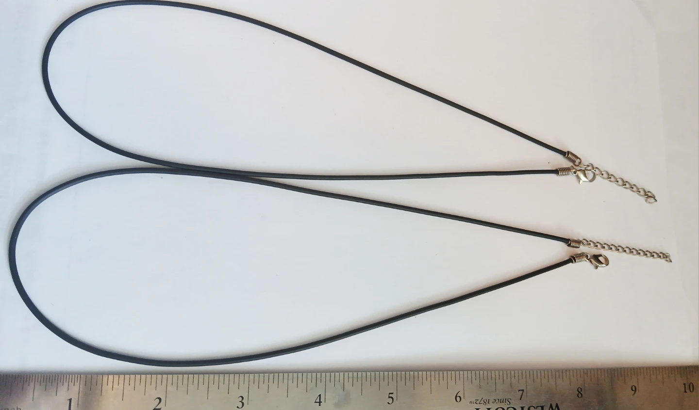 2 Black Rubber Necklace Cords with Clasps - photo 2
