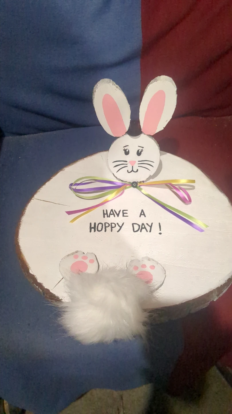 Easter Bunny Wood Slice Decor