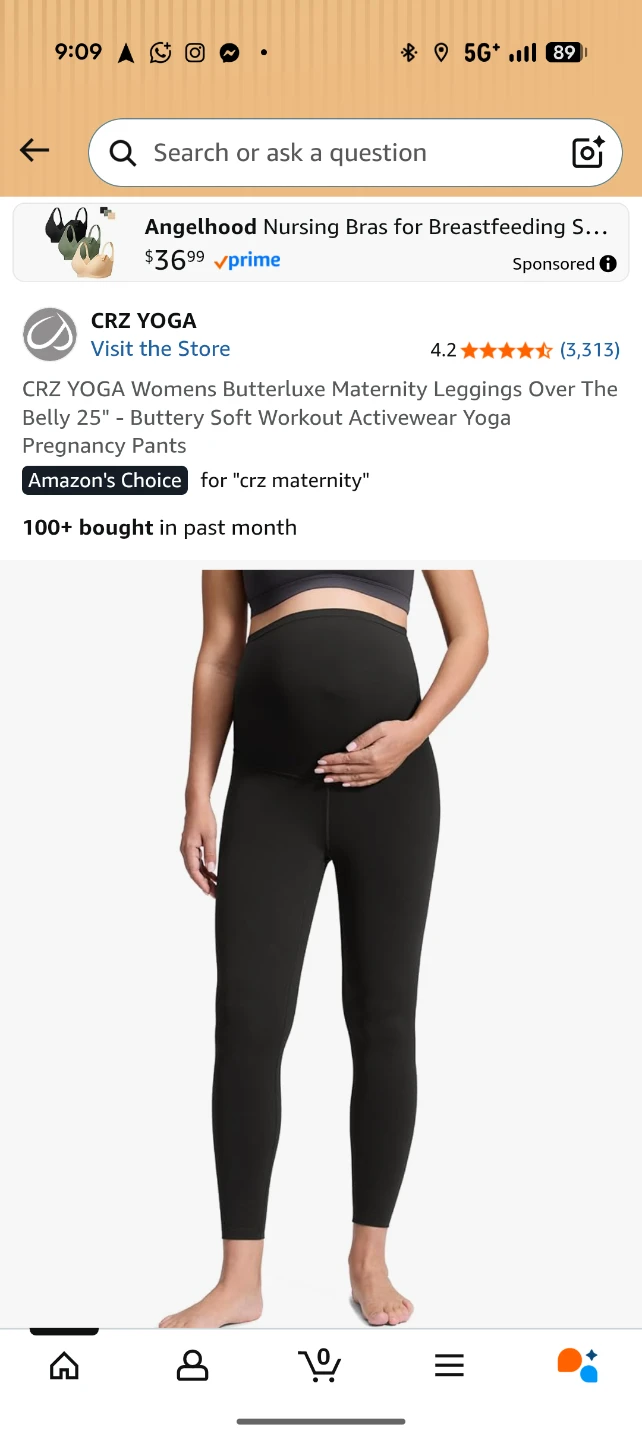 CRZ YOGA Women's Maternity Leggings Black S