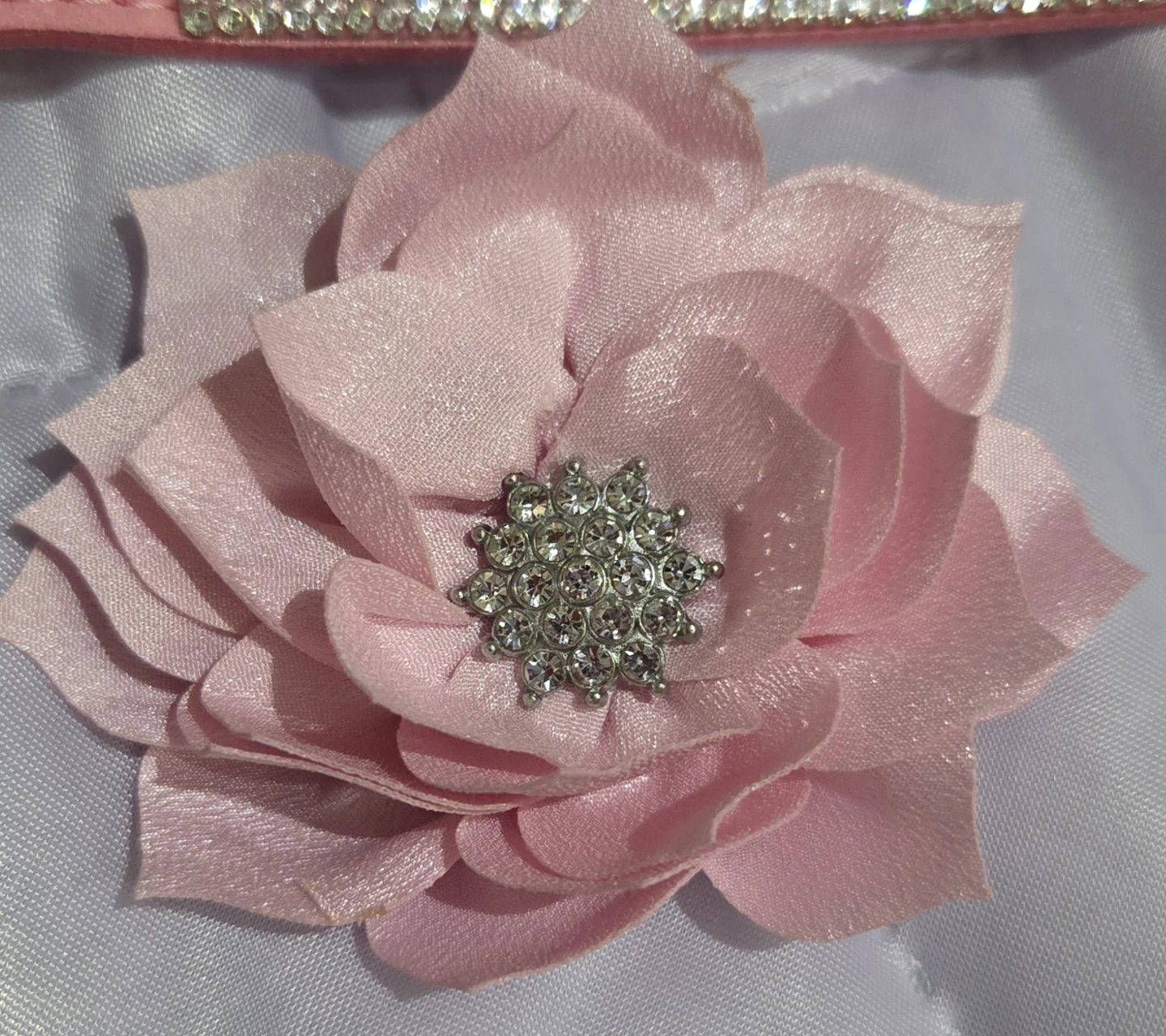 Pink Dog Collar with Rhinestones and Flower - photo 2