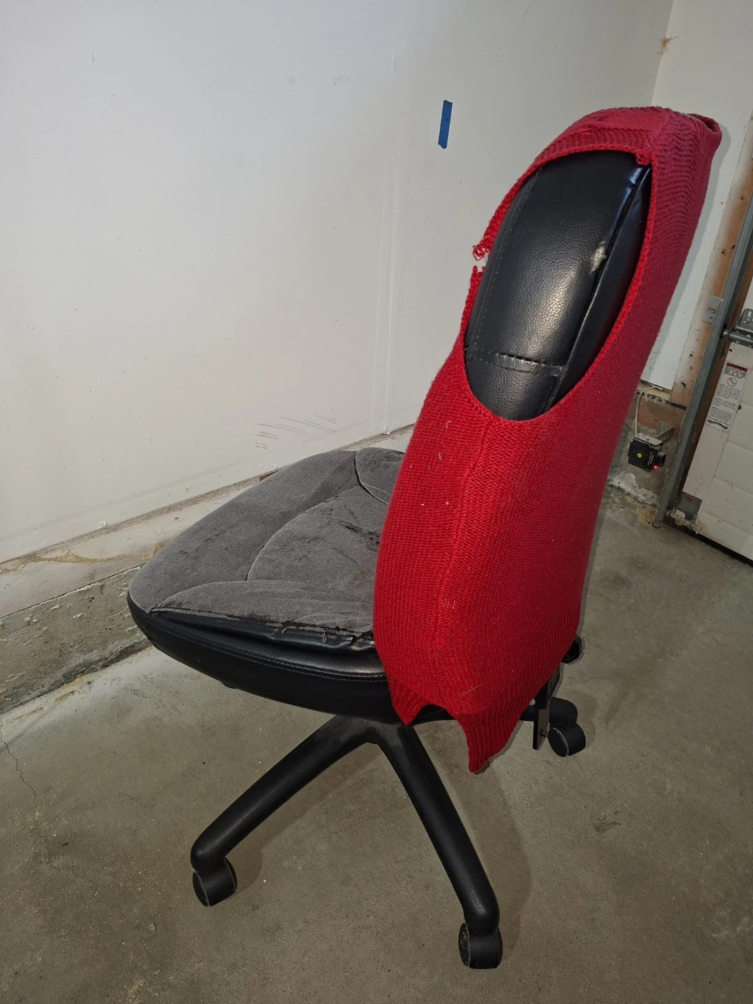 Office Chair with Red Knit Cover