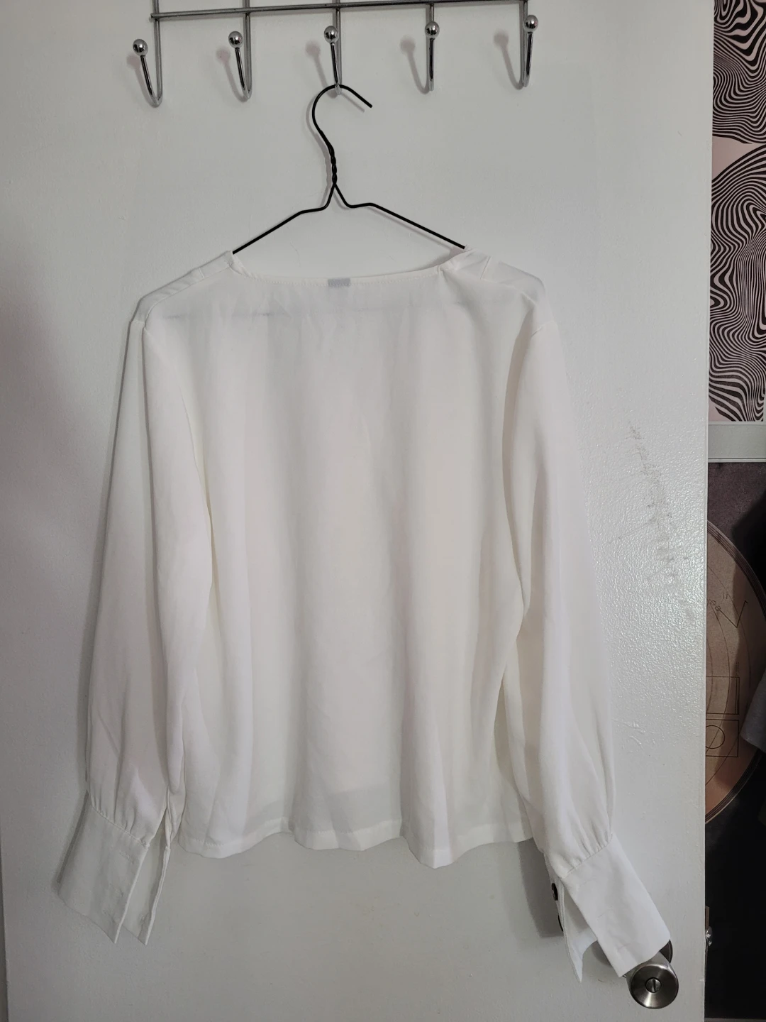 White V-Neck Blouse - photo 2