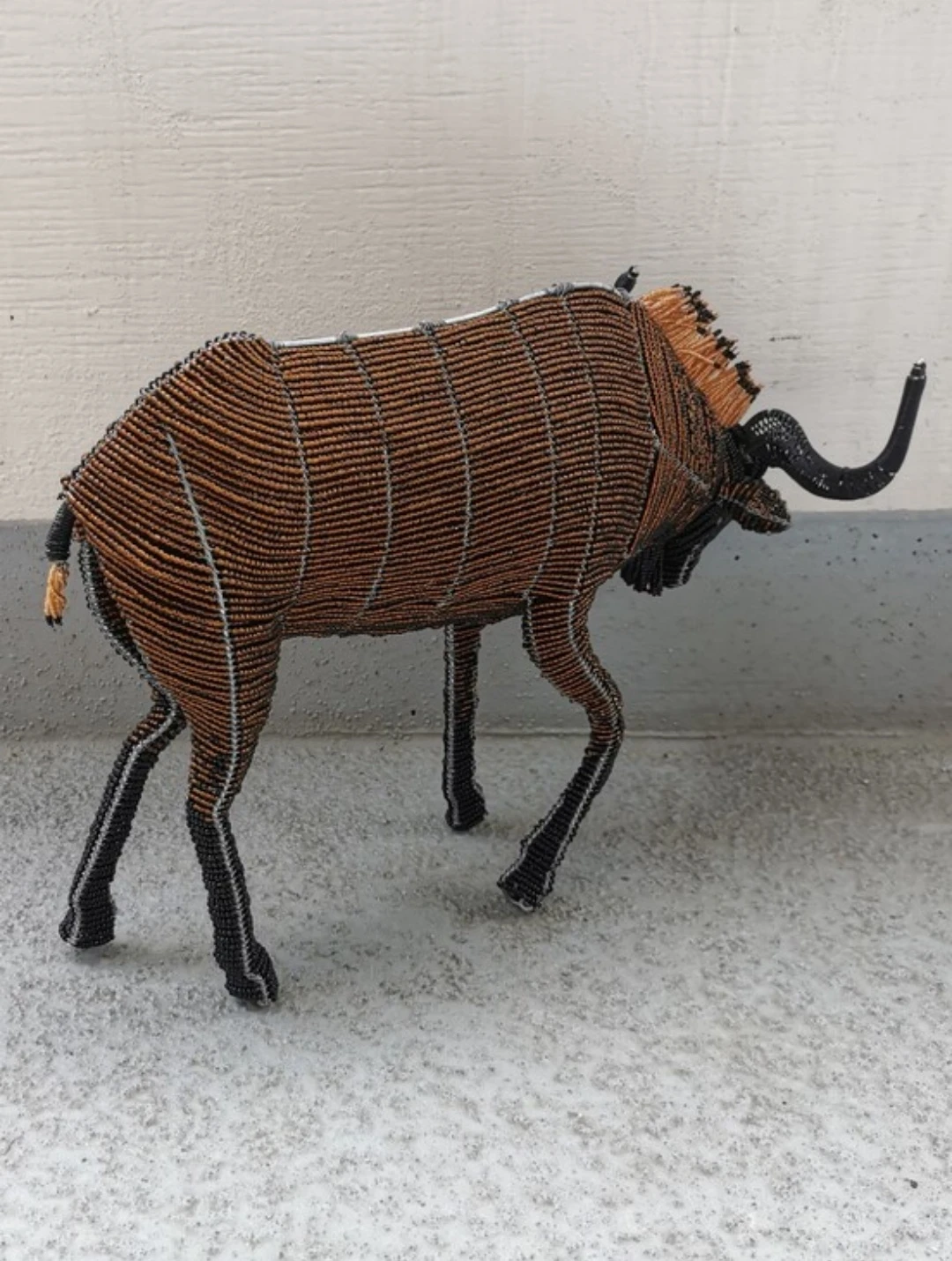 African Beaded Wildebeest Sculpture – Handmade Safari Decor - photo 4