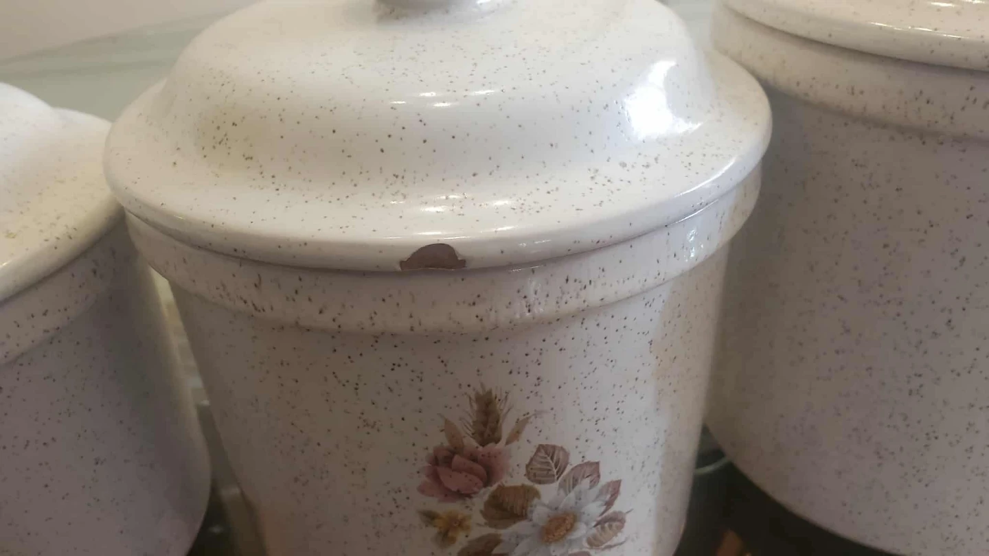 Vintage Ceramic Kitchen Canister Set Floral Design - photo 2