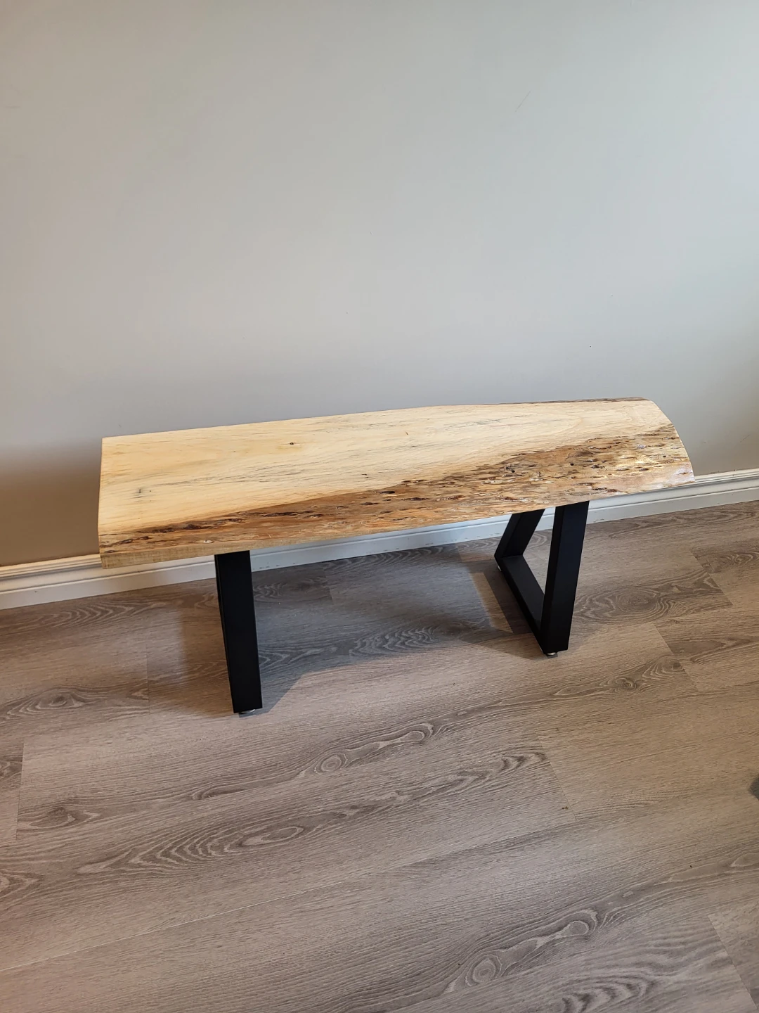 Live Edge Wood Bench with Black Metal Legs - photo 2