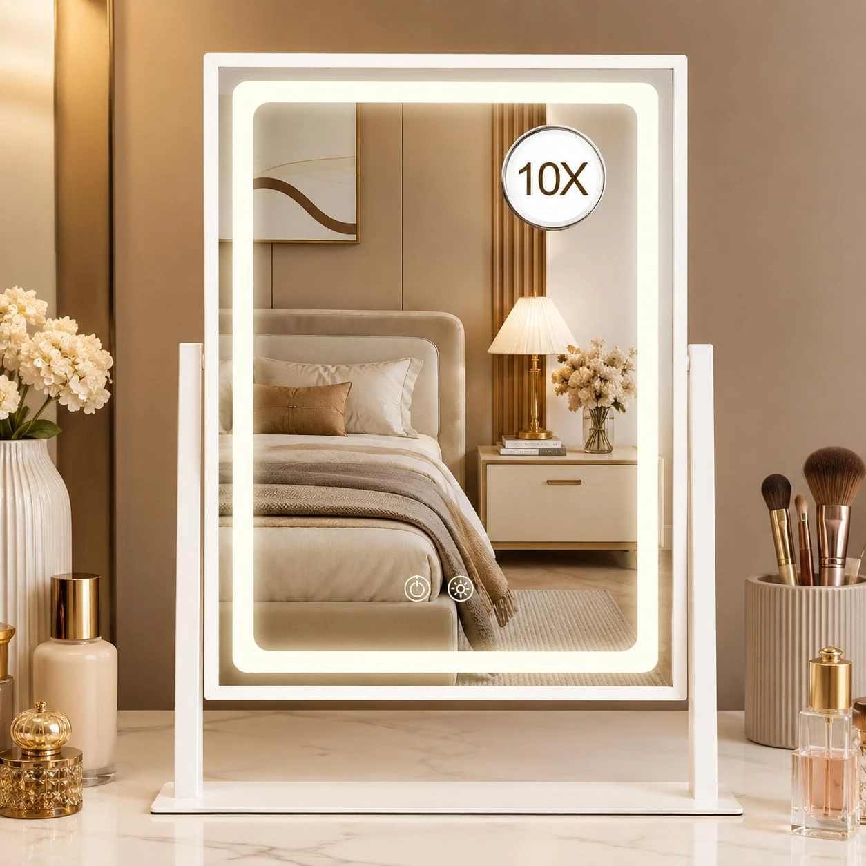 Lighted Makeup Mirror with 10X Magnification