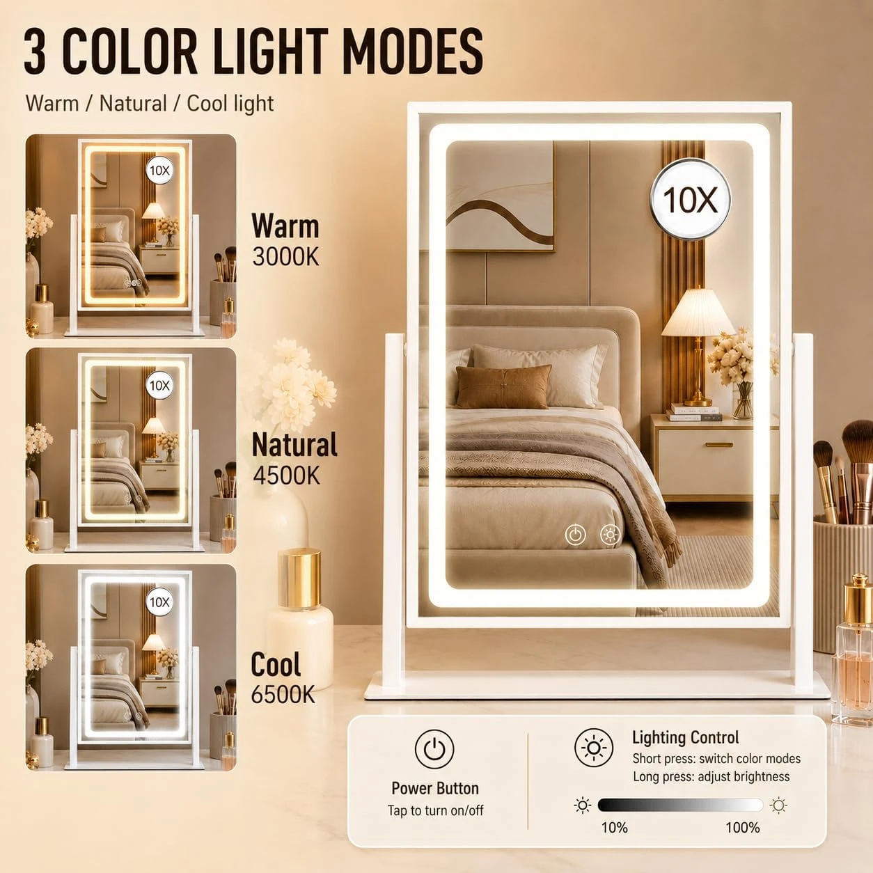 Lighted Makeup Mirror with 10X Magnification - photo 3
