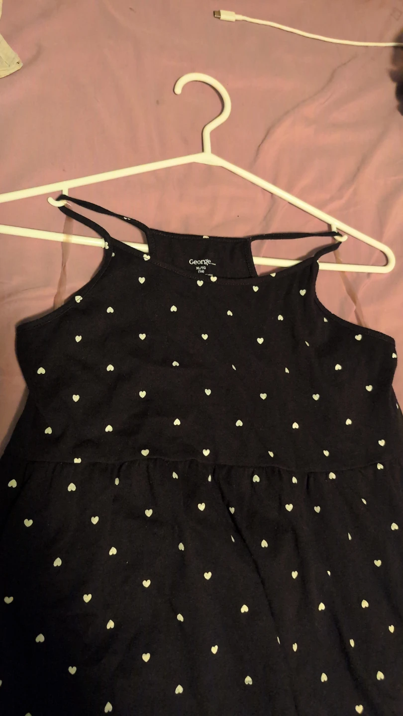 George Girls Black Heart Print Maxi Dress Size 16 - photo 3